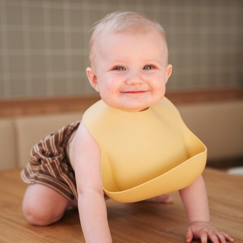 Baby and toddler butter yellow silicon bib