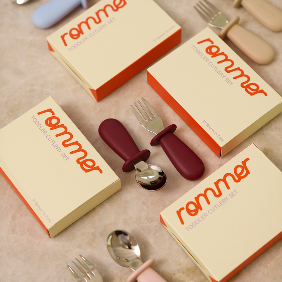 Rommer plum toddler cutlery set